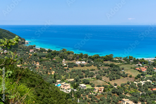 Fototapeta Naklejka Na Ścianę i Meble -  Agios Ioanis beach with blue waters, Lefkada, Greece