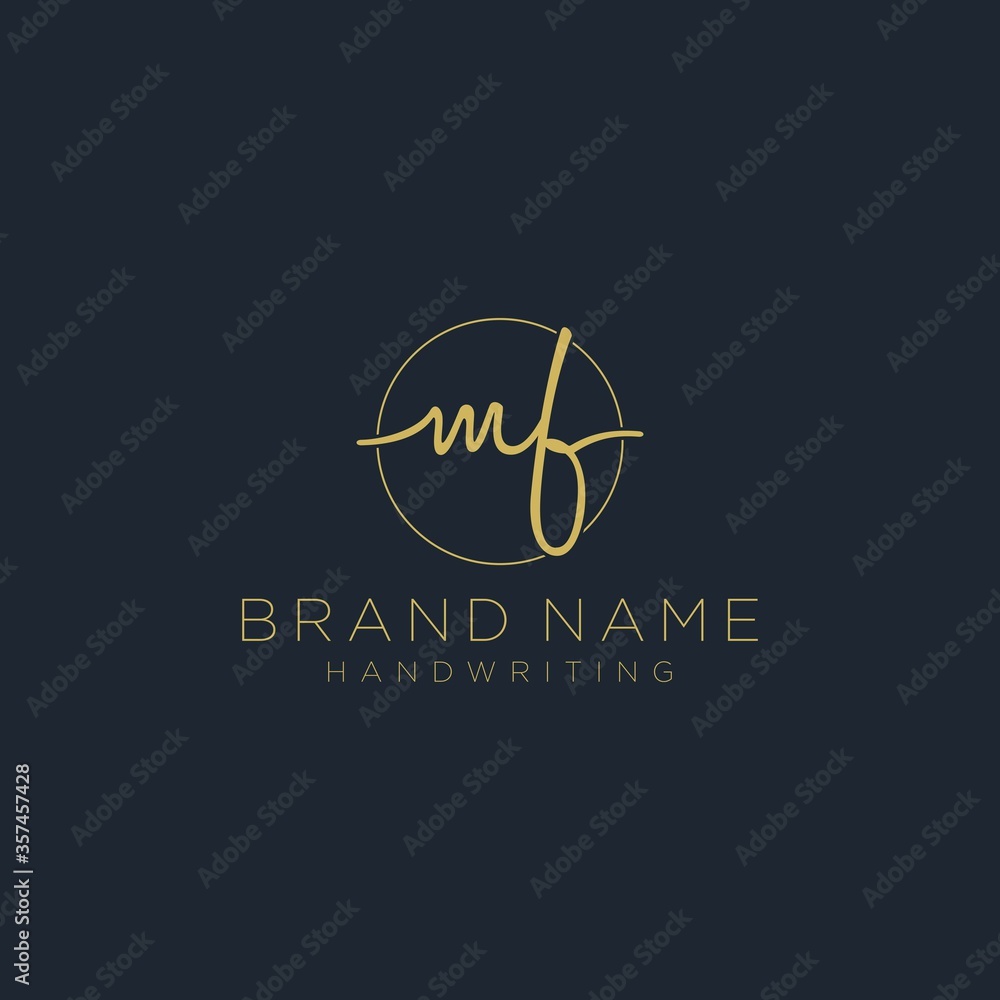 Initial M F handwriting logo vector. Hand lettering for designs Initial M F handwriting logo vector. Hand lettering for designs