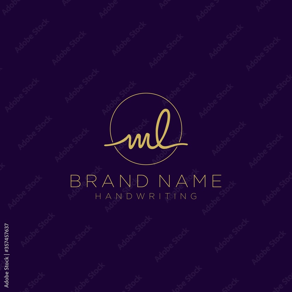 Initial M L handwriting logo vector. Hand lettering for designs
