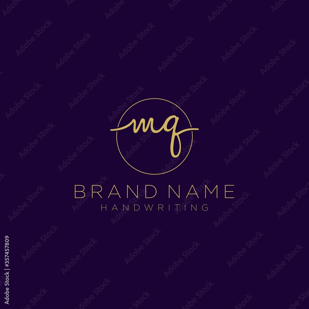 Initial M Q handwriting logo vector. Hand lettering for designs