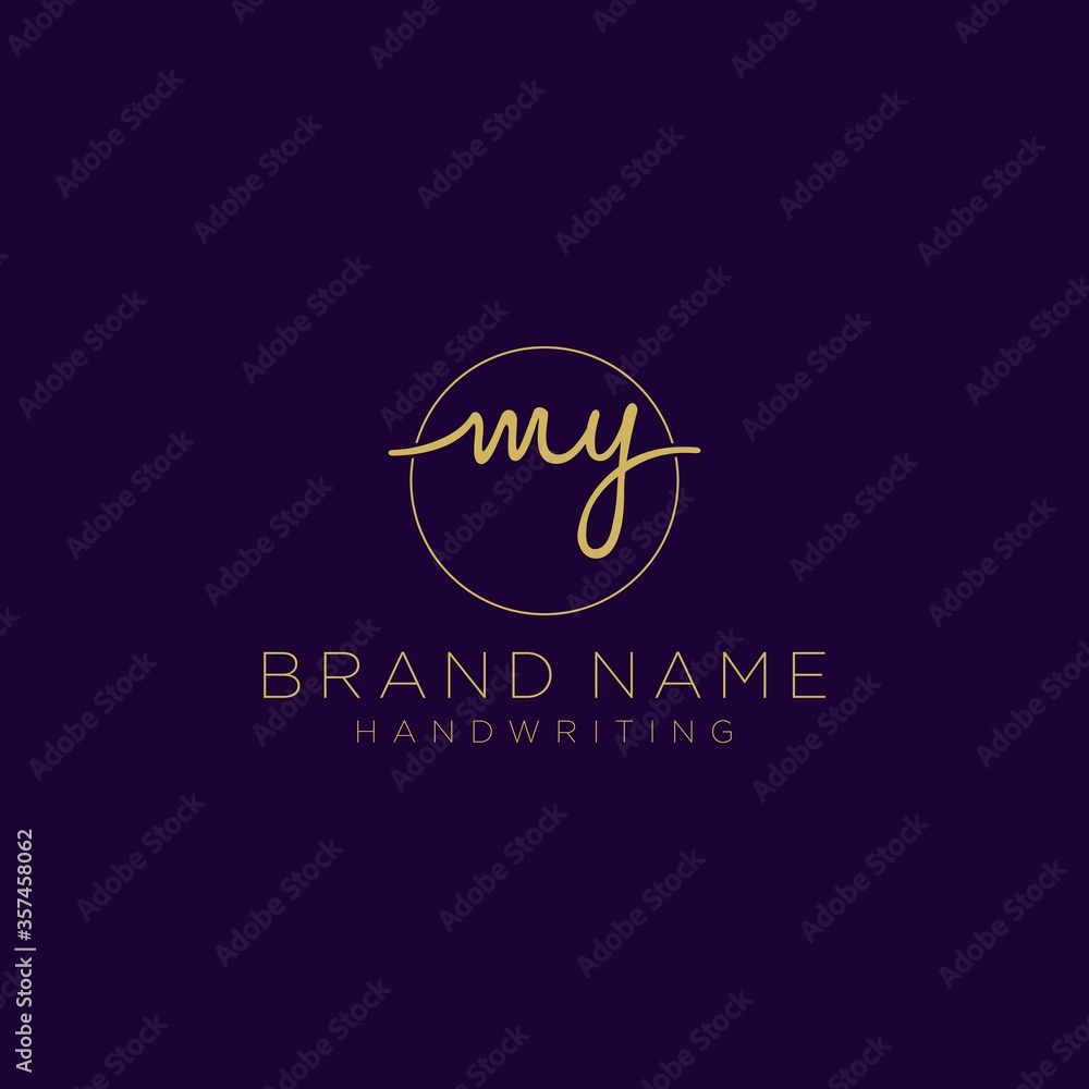Initial M Y handwriting logo vector. Hand lettering for designs