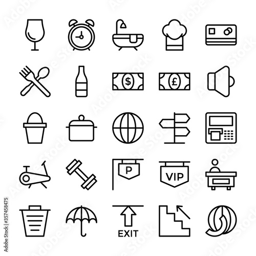 Hotel and Restaurant Line Vector Icons 12