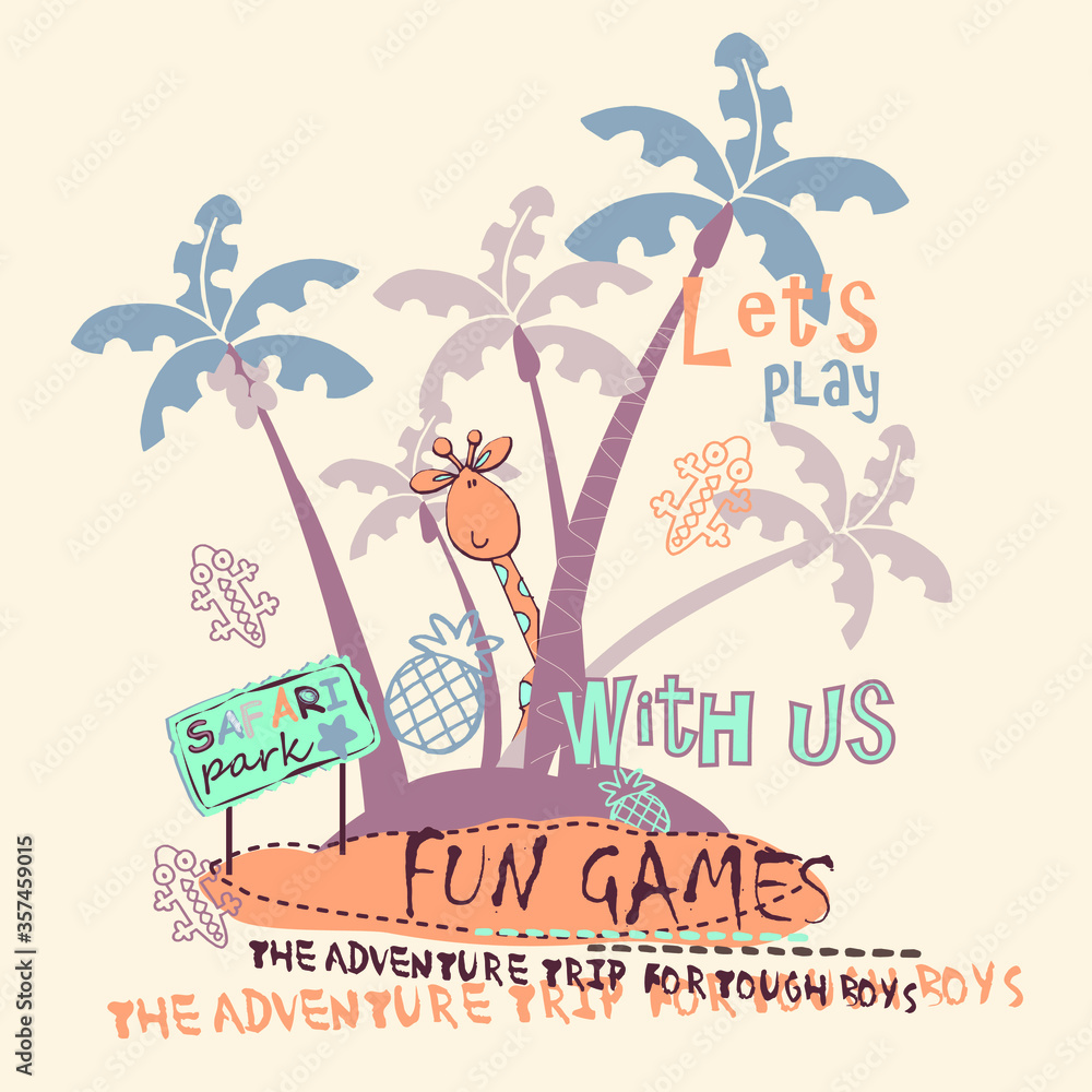 Naklejka premium Summer island adventure vector character illustration