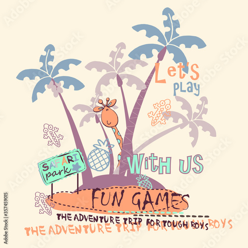 Summer island adventure vector character illustration