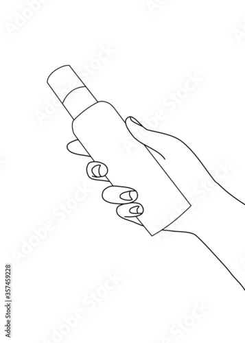 continuous line drawing, of cosmetics on hand vector illustration.