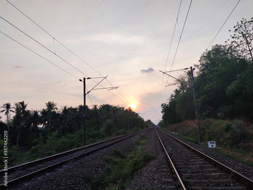 railroad tracks in the morning