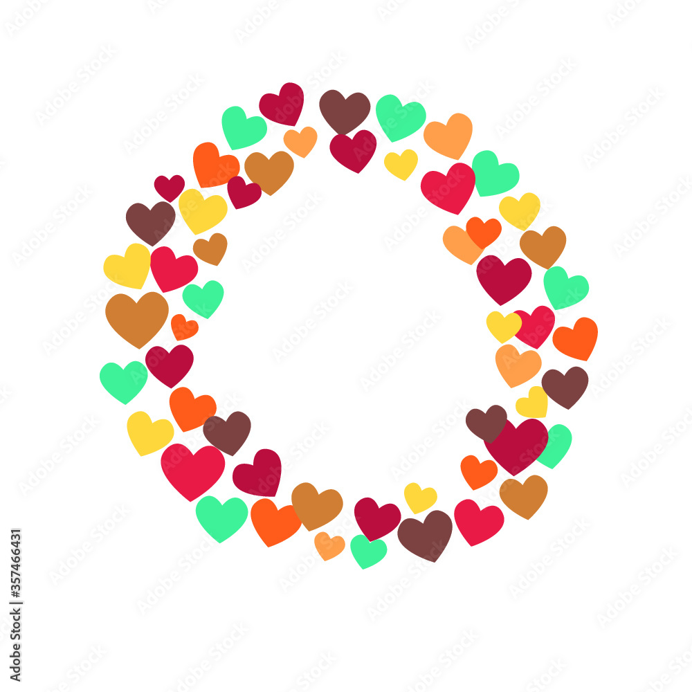 abstract colored hearts on a white background.