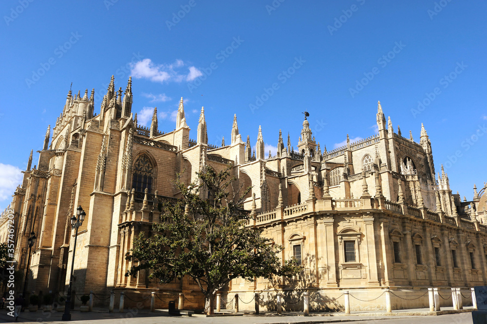 medieval gothic cathedral of Seville in Spain