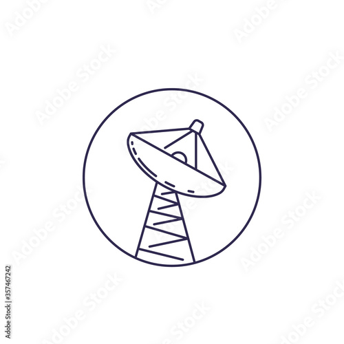 satellite dish, big antenna vector line icon