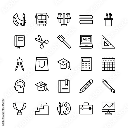 School and Education Line Vector Icons 6