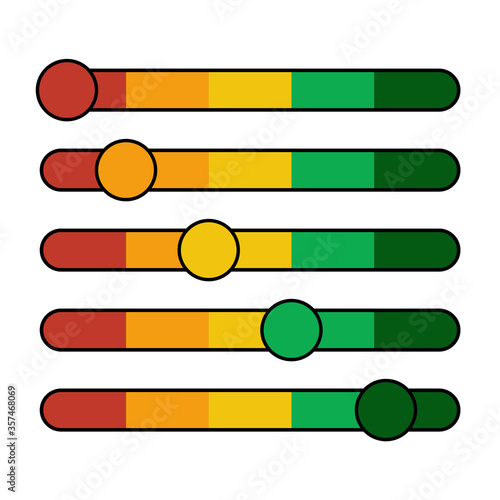 Set of color scales. Indicator. Quality control. Feedback. Customer review.