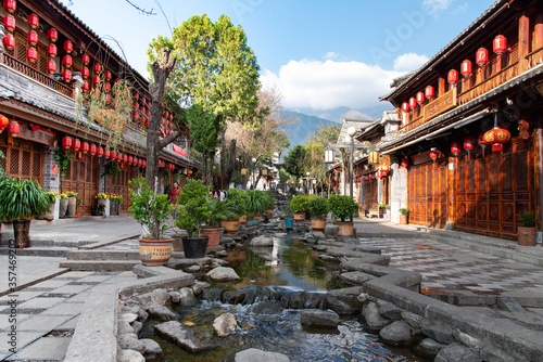 Dali Ancient City (Dali Old Town), February 2019. The town contains the historic centre of the county-level city of Dali and is also commonly known as Dali Old Town. Lunar New Year