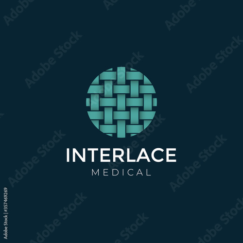 Obraz na plátně interlace logo, 3d pattern woven vector