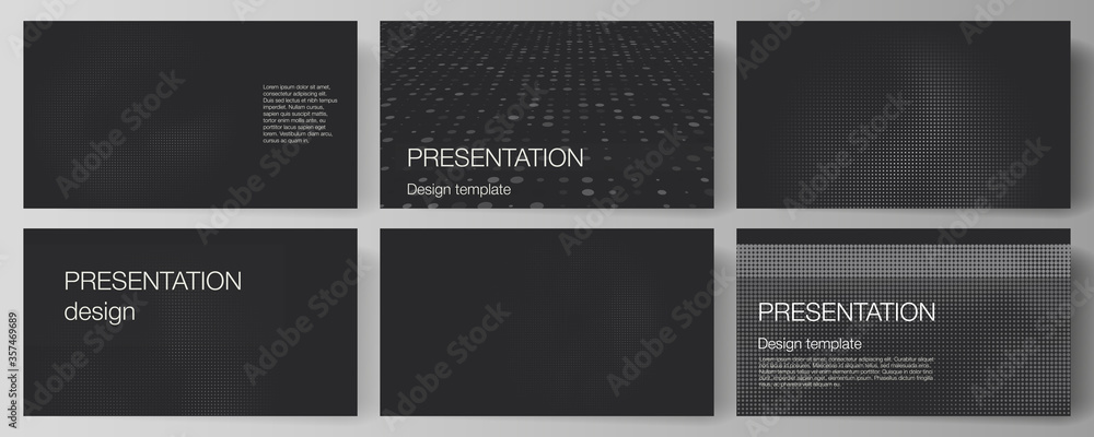 Vector layout of presentation slides design business templates, multipurpose template for presentation brochure, brochure cover. Halftone effect decoration with dots. Dotted pattern for grunge style.