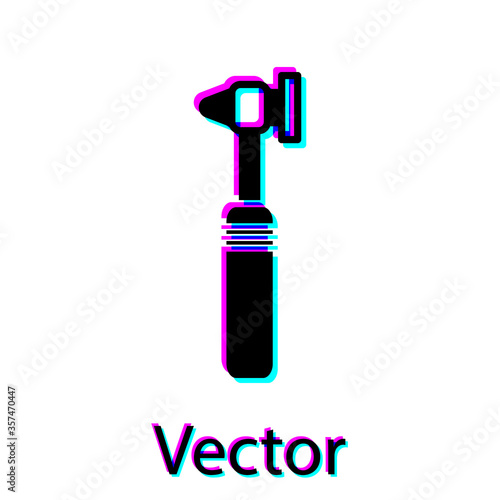 Black Medical otoscope tool icon isolated on white background. Medical instrument. Vector Illustration