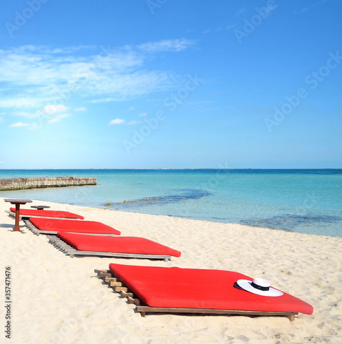 Beach mattress on the beach