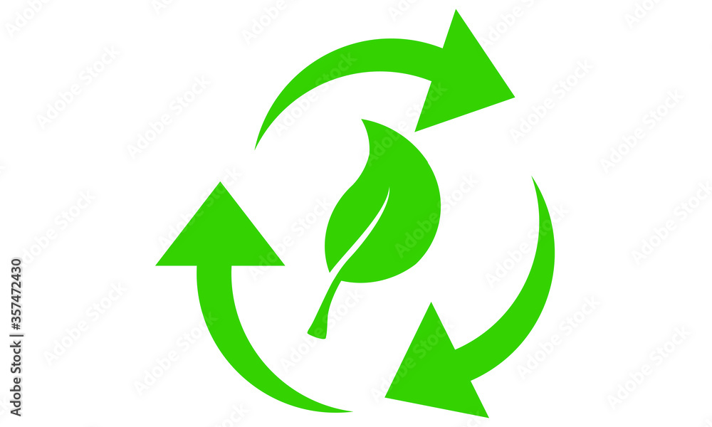 Green Recycle symbol with leaf in the center concept for going green Green Recycle symbol with leaf in the center concept for going green