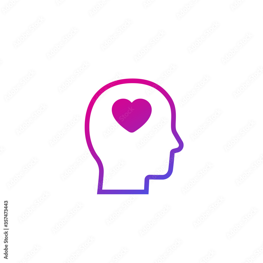 Head with heart vector logo Head with heart vector logo