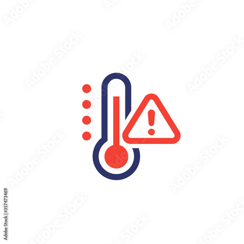high temperature warning icon on white photo