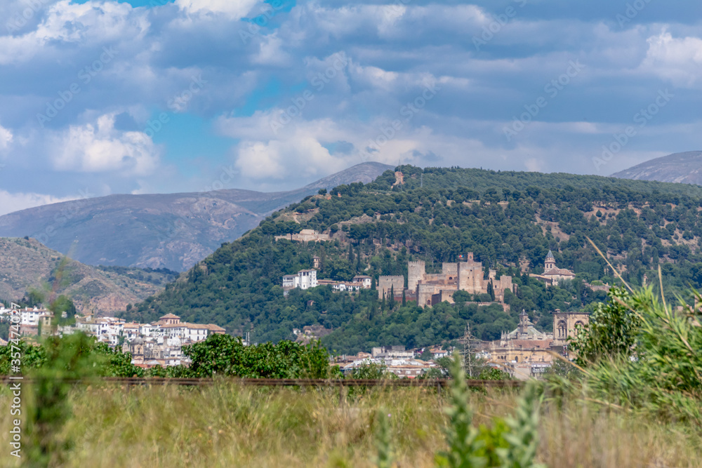 The Alhambra in Granada seen from the cultivated fields