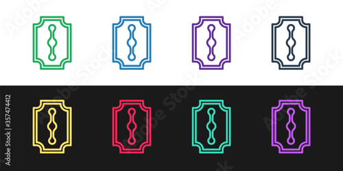 Set line Blade razor icon isolated on black and white background. Vector Illustration