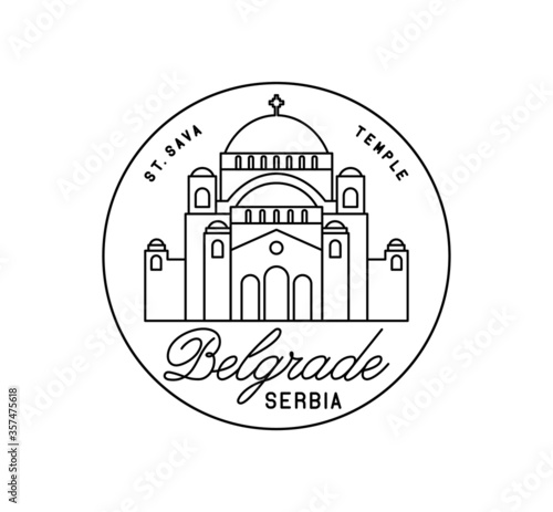 Rubber stamp. ST. SAVA TEMPLE stylized drawn and handwritten inscription BELGRADE.