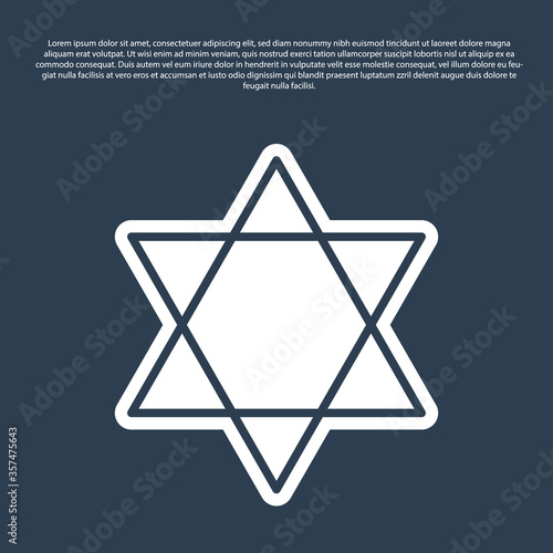 Blue line Star of David icon isolated on blue background. Jewish religion symbol. Symbol of Israel. Vector Illustration