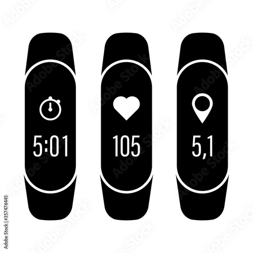 sport watch, smart hand band vector isolated icon on white background. time clock. heart beat. countdown, spot counter. count wrist bracelet. cardio race timer monitor. stock illustration