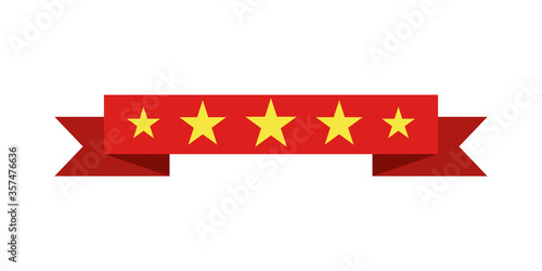 Free Download five star ribbon badge vector illustration. award icon. 5 rate gold review seal.service rating reward. quality stamp design. golden stars. on white background top rank - GFXLoad