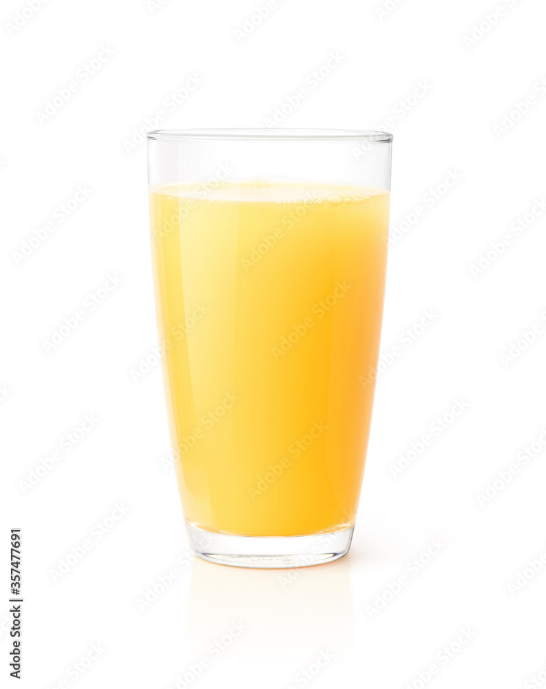 Glass of Pineapple juice isolated on white background. Clipping path.