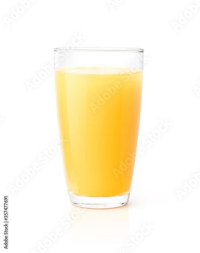 Glass of Pineapple juice isolated on white background. Clipping path.