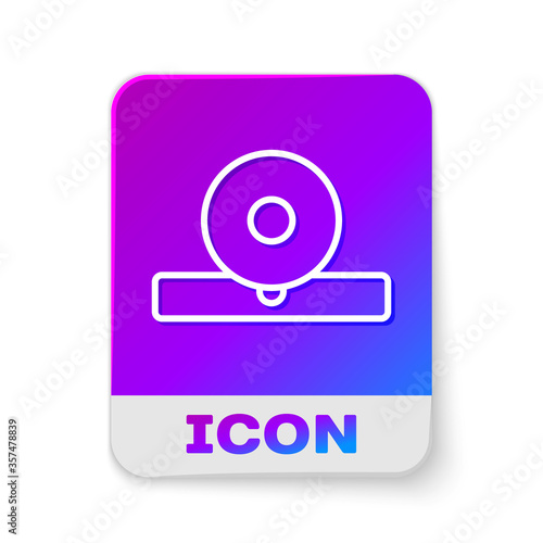 White line Otolaryngological head reflector icon isolated on white background. Equipment for inspection the patient's ear, throat and nose. Rectangle color button. Vector Illustration