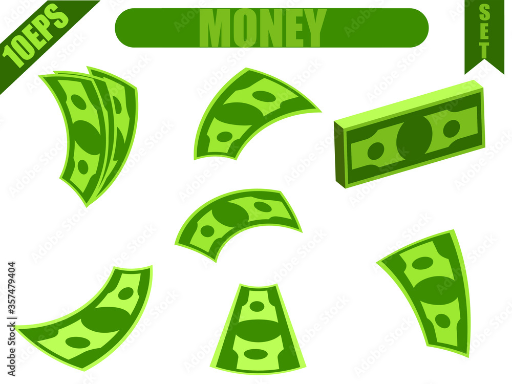 Dollar set. Vector of money set with white background. Dollar set. Vector of money set with white background.