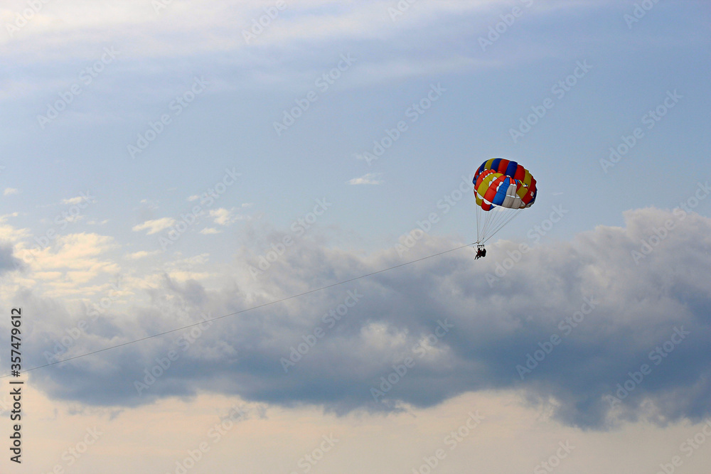 risky parachute flight over the Mediterranean Sea