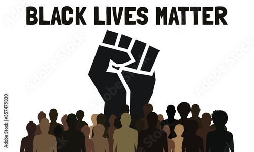 Black lives matter black brown silhouettes with fist