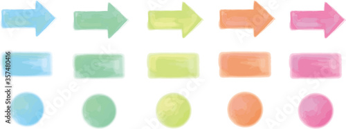 素材・水彩風の矢印と丸と四角のベクターイラスト