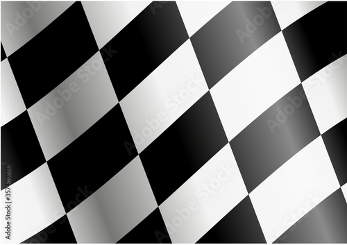 Bandera de cuadros blancos y negros de la meta de una carrera.
