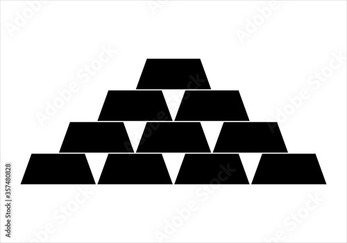 Icono negro de Lingotes de oro apilados en fondo blanco.
