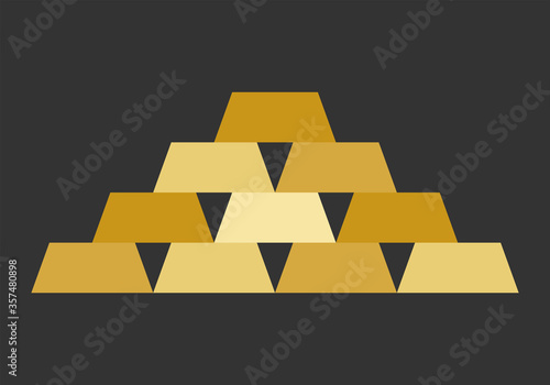 Lingotes de oro dorado apilados en fondo negro.