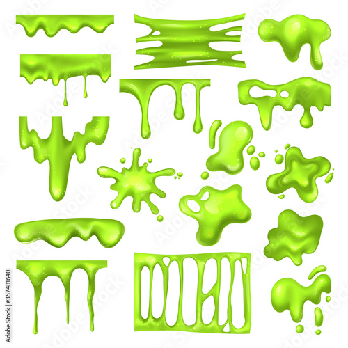 Set of radioactive green slime or toxic blob