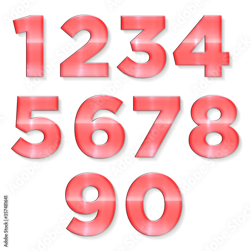 set of 3d red numbers 
