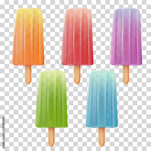 Realistic popsicle icons collection on transparent background - vector eps10 illustration