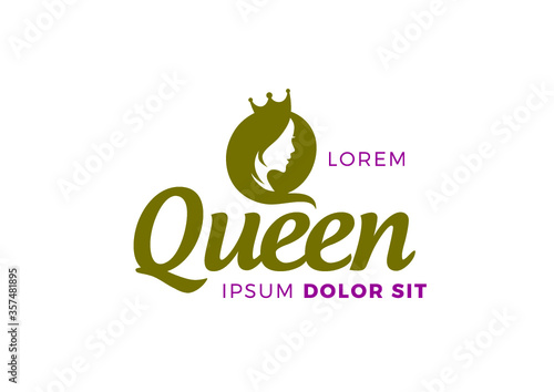 vector logo design Queen with a beauty girl