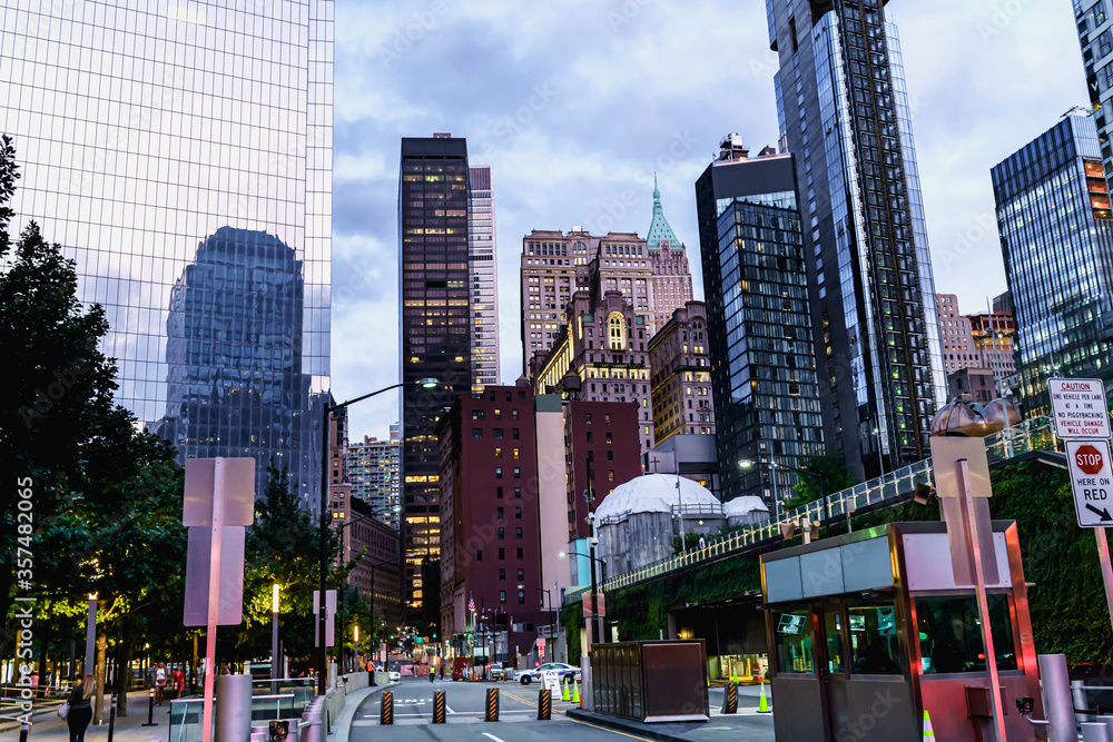 Obraz premium Times Square at night. New York skyscrappers. Lights of NYC. Architecture of America. Skyscrapers of New York. High rise architecture buildings in Manhattan.