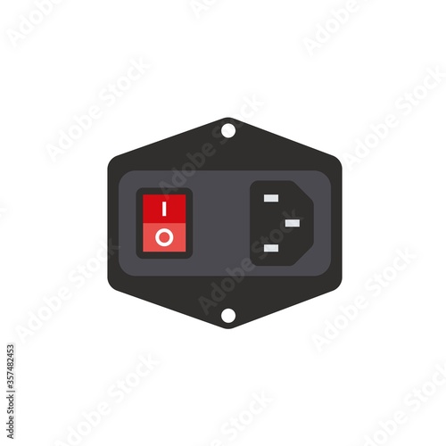 DC jack AC power supply male socket model AC-015 IEC320 3 Pin. PC red color power switch.