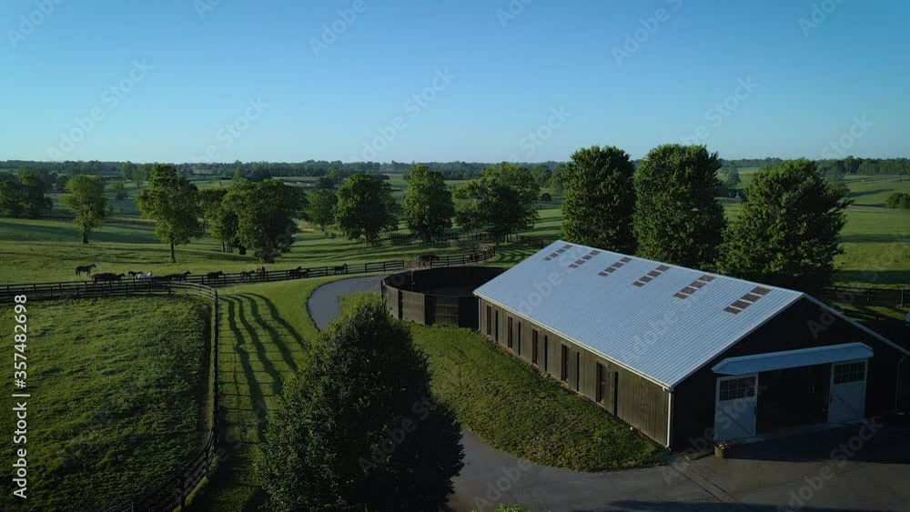 Flyover horse farm in rural Kentucky Flyover horse farm in rural Kentucky