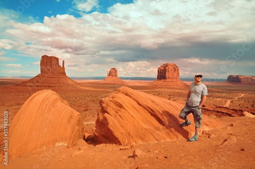 Man in Monument Valley Tribal Park USA