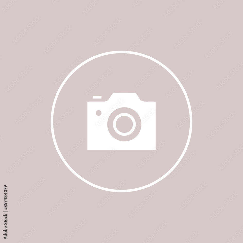 Camera line icon, outline vector illustration, linear pictogram isolated on pink
