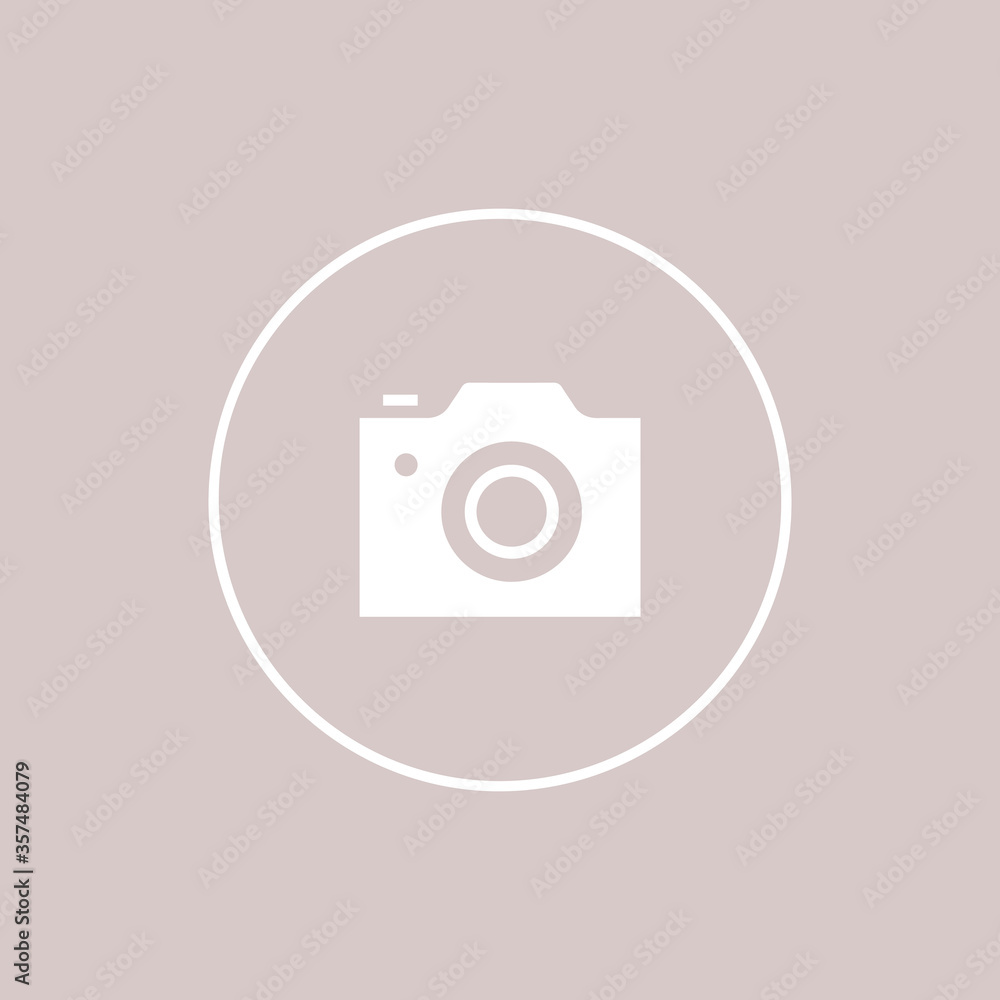 Camera line icon, outline vector illustration, linear pictogram isolated on pink Camera line icon, outline vector illustration, linear pictogram isolated on pink