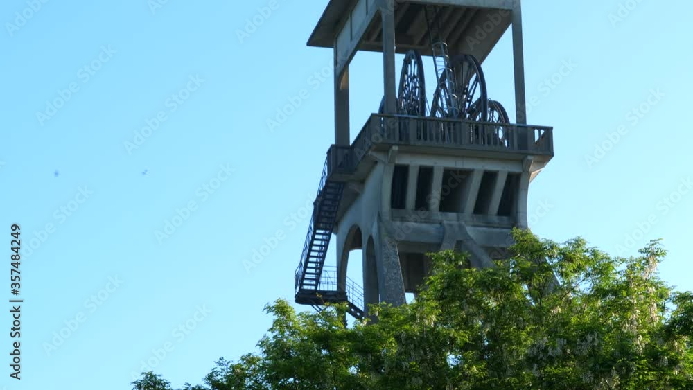 Close up of Mine Tower on sunny day. Tilt down Close up of Mine Tower on sunny day. Tilt down